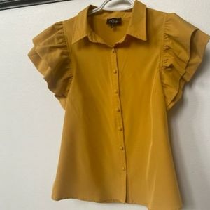 Juniors Milk & Honey Yellow Ruffle Blouse Size M